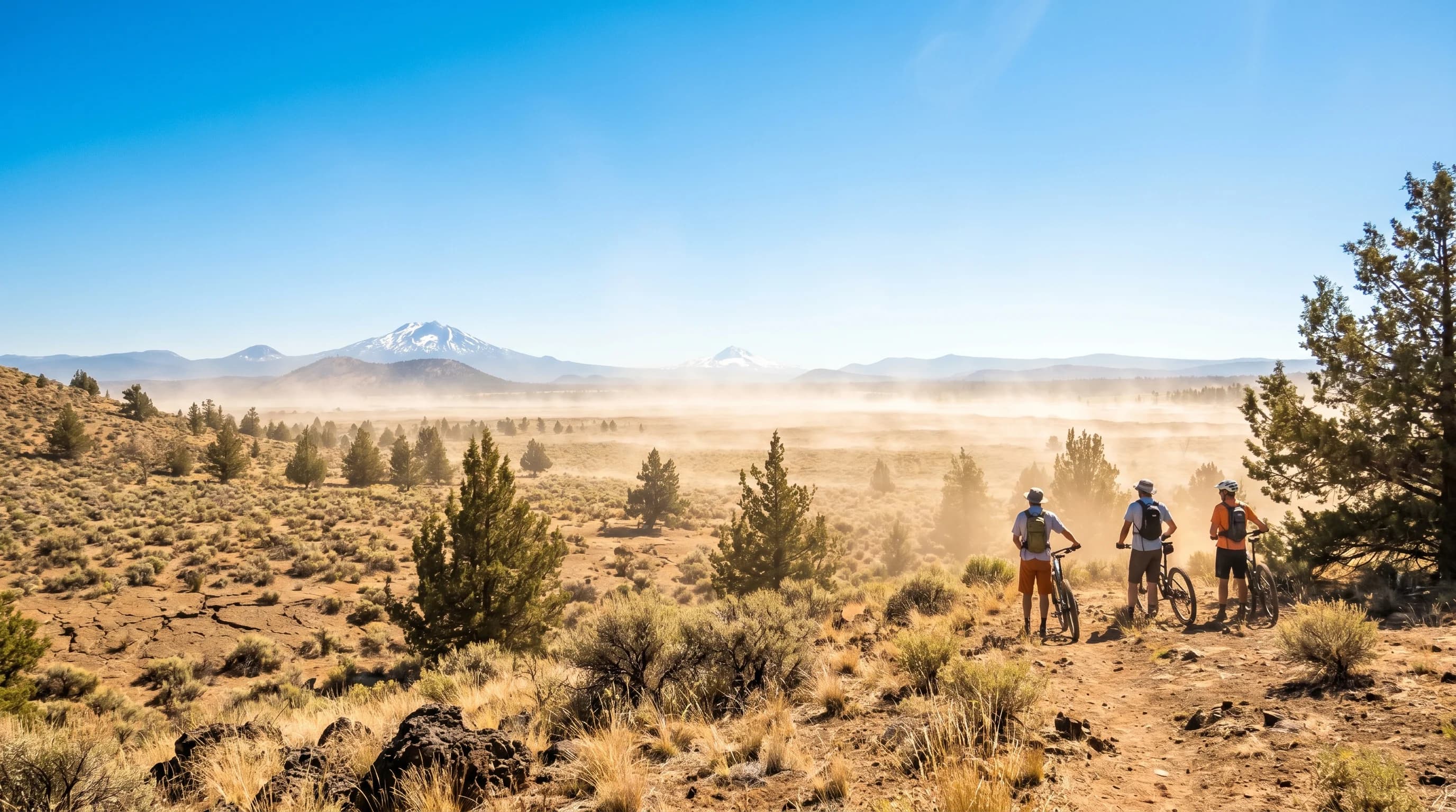 Extreme heat shimmer over the dry Central Oregon high desert under a blazing sun during a heat dome